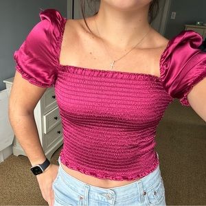 Urban Outfitters Magenta Puff Sleeve Top Size Small